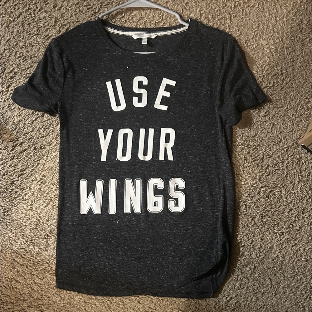 Victoria's Secret Black T-Shirt with White Text